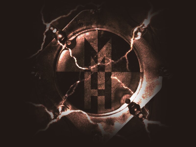 mechanical emblem with lightning