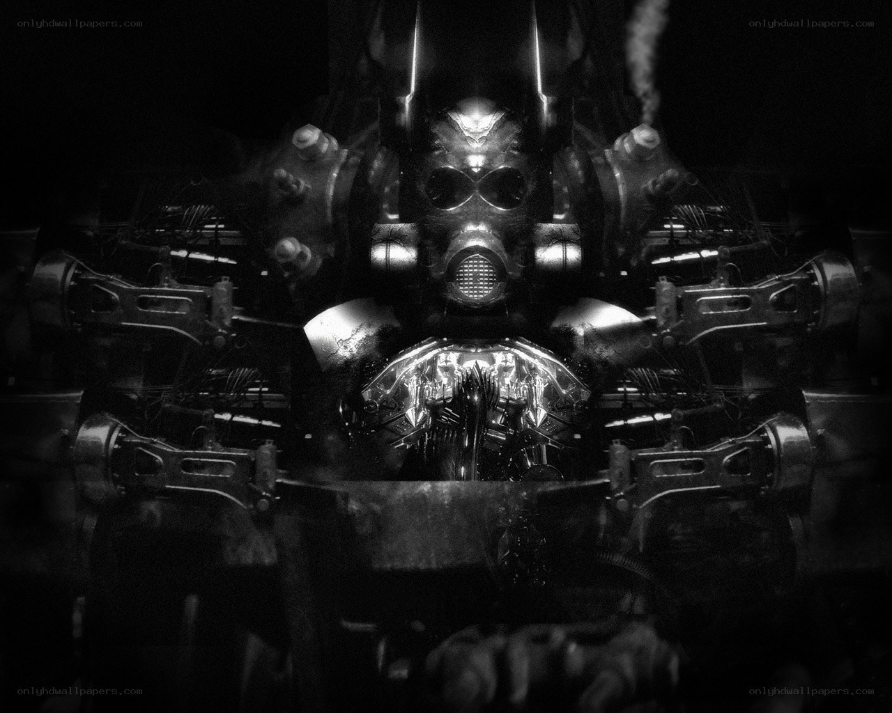 mechanical entity in dark setting
