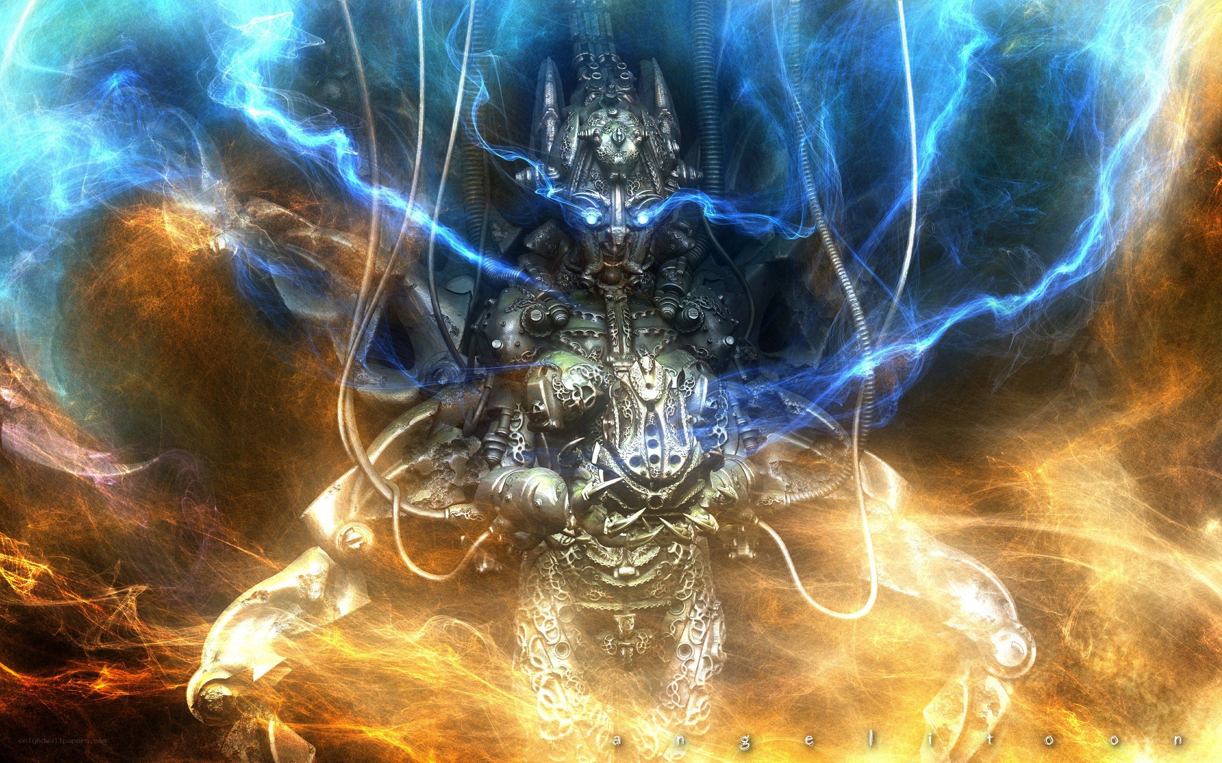 mechanical entity with energy aura