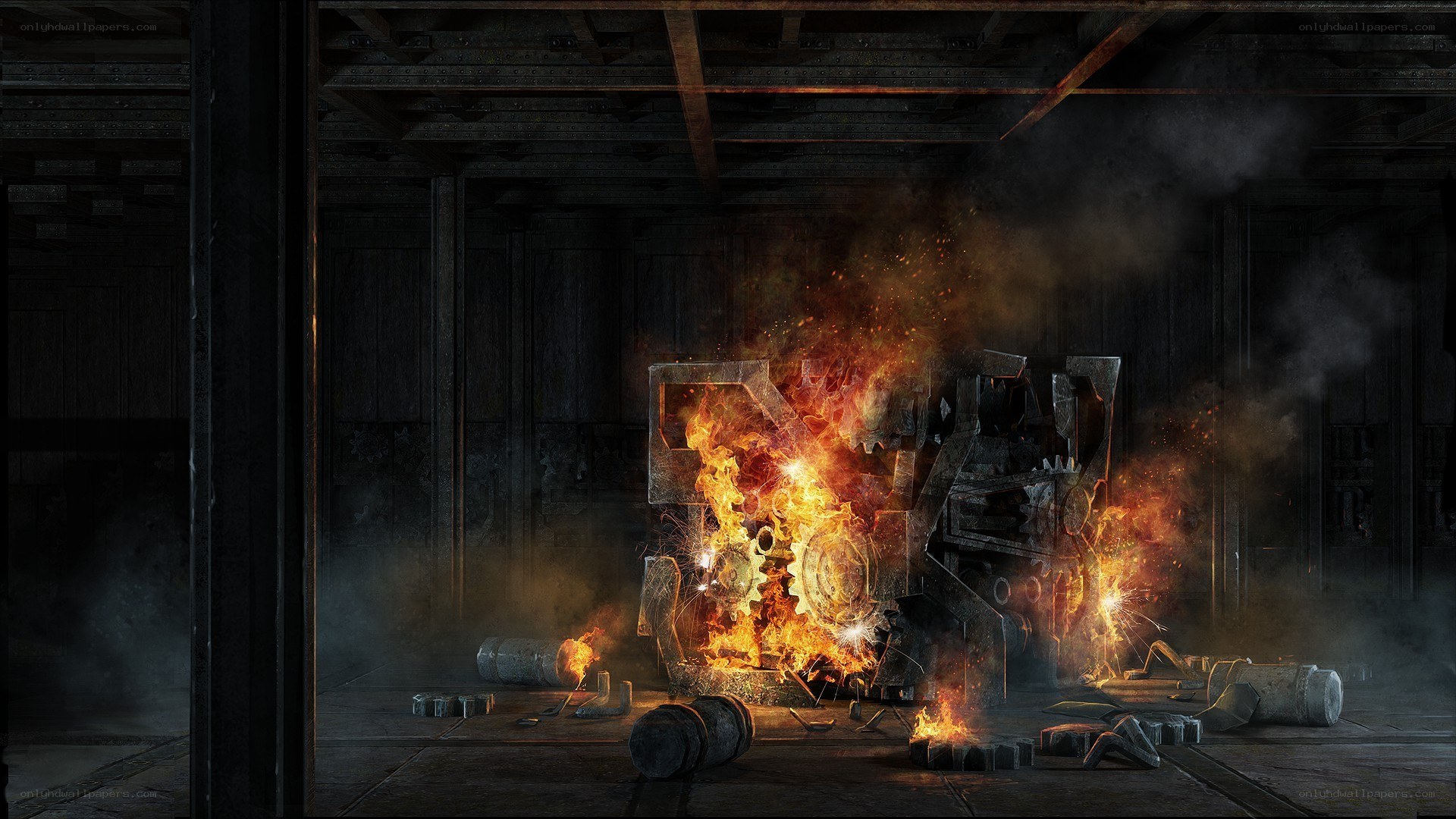 Mechanical explosion in a workshop