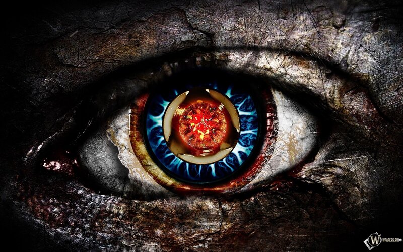 Mechanical Eye — Black, Dramatic, Digital Art, Glowing