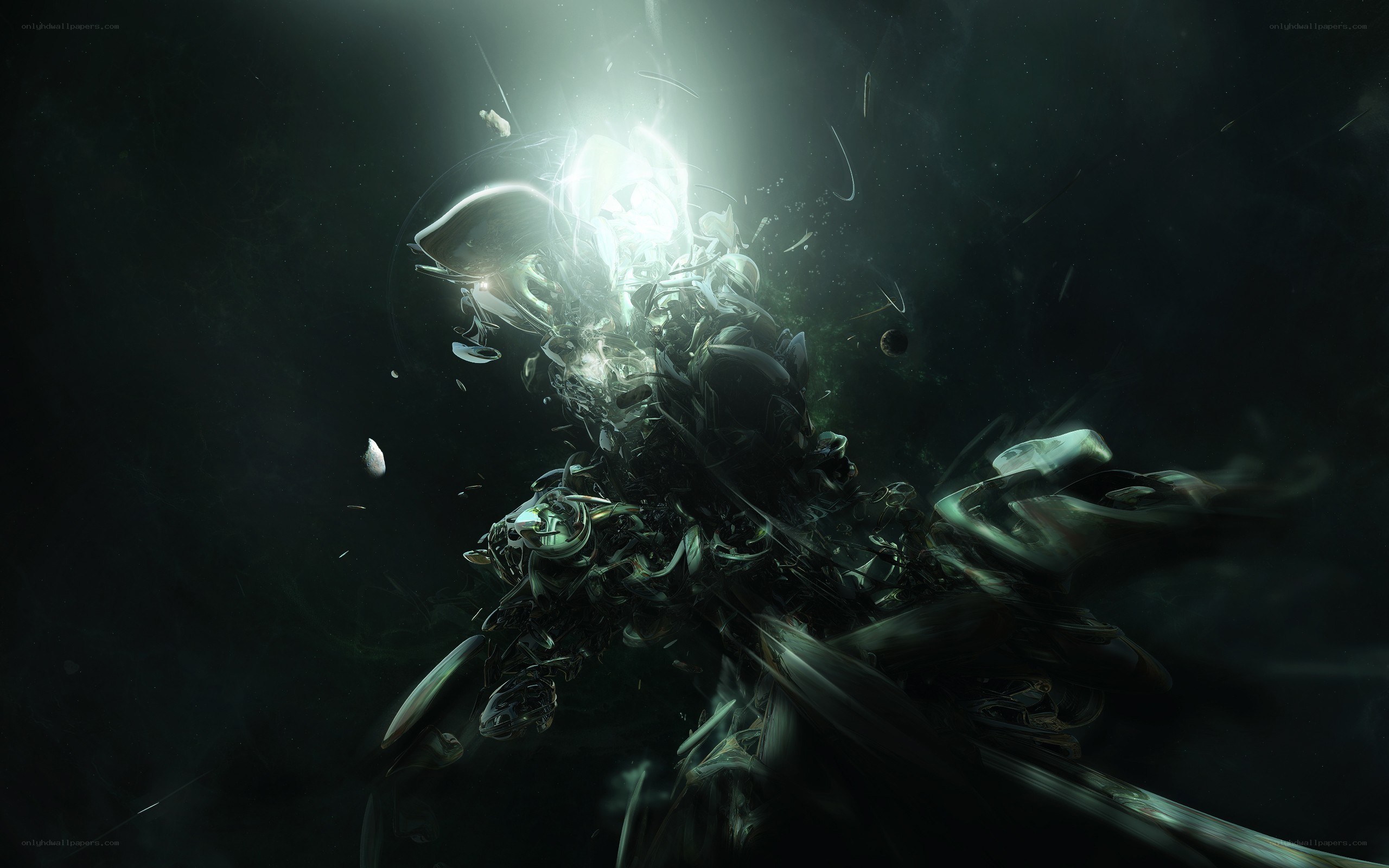 Mechanical figure in light burst