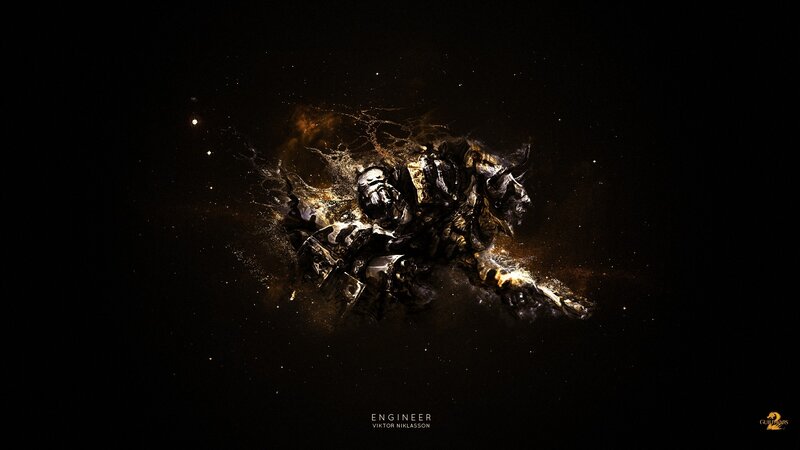 Mechanical Figure in Space — Black