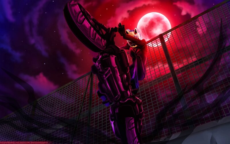 Mechanical Figure on Motorcycle — Purple