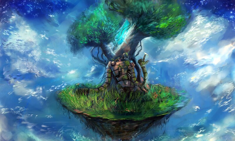 Mechanical Figure under Tree