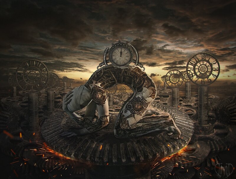 Mechanical Figure with Clock