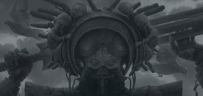 Mechanical Figure with Gas Mask