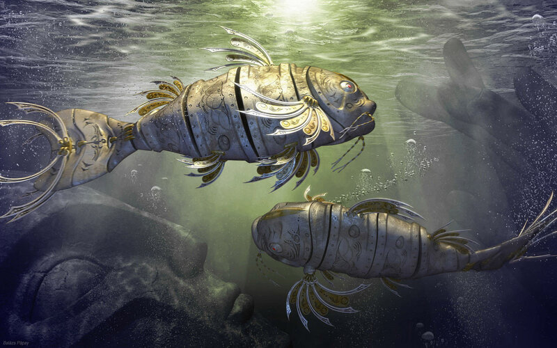 Mechanical fish underwater