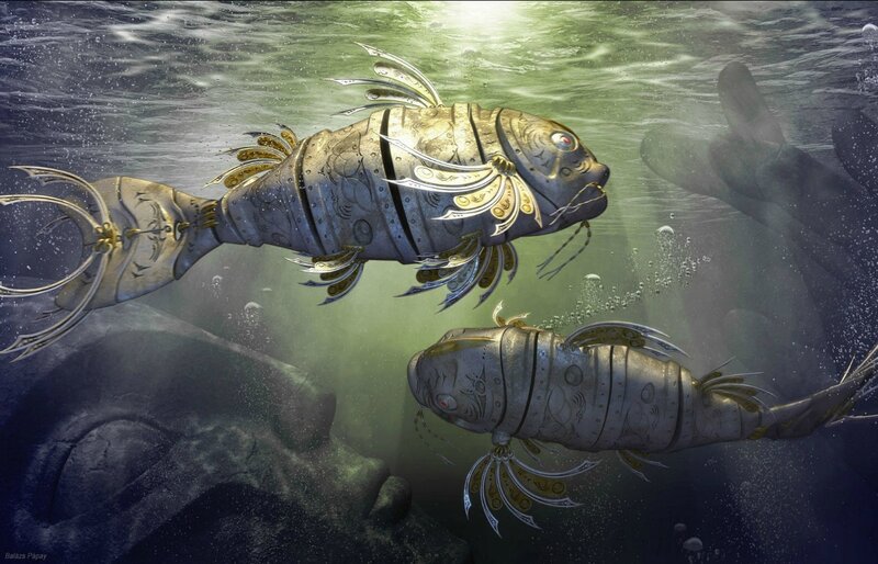 Mechanical Fish Underwater — Green