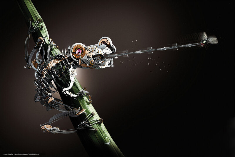 Mechanical frog on a stem