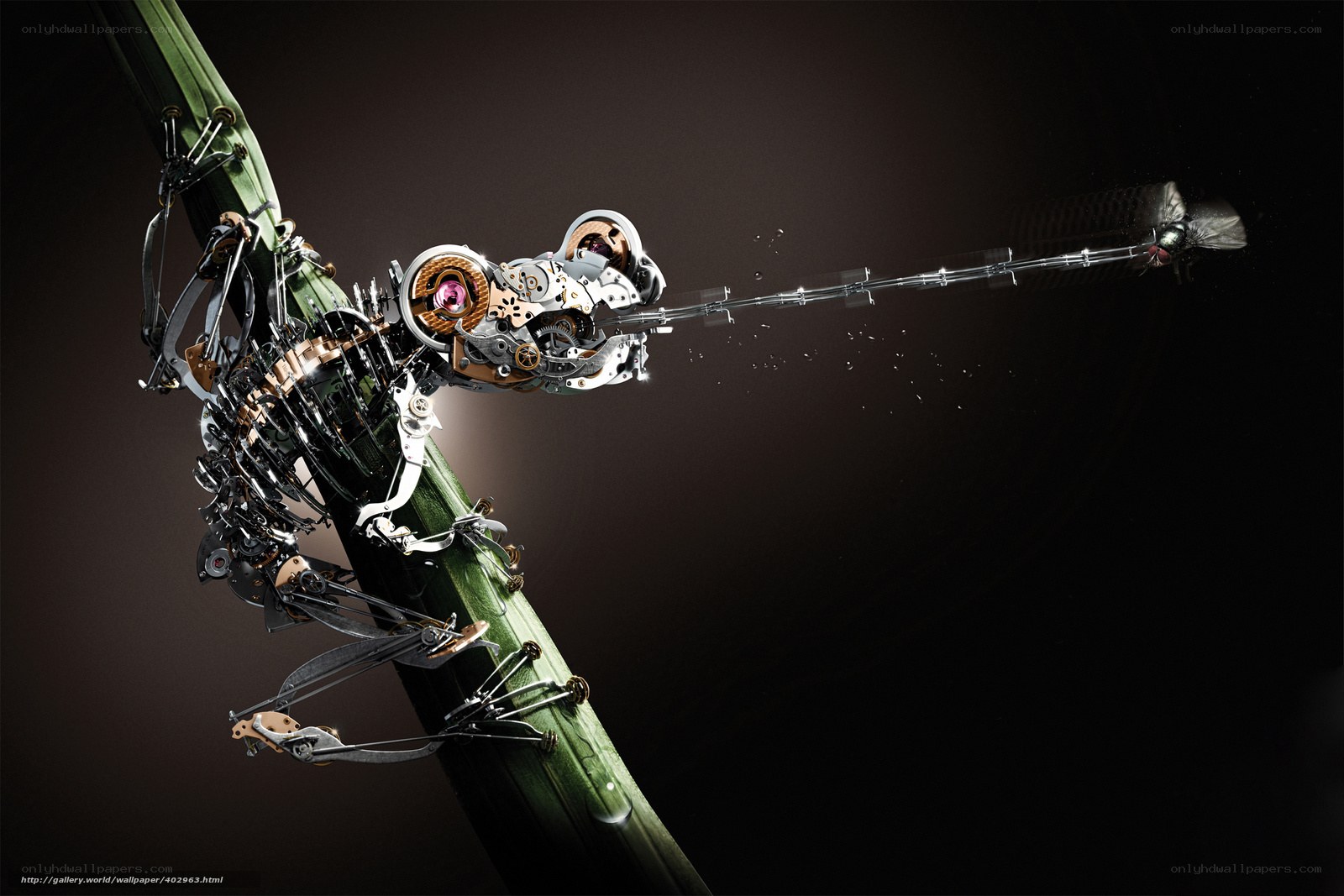 Mechanical frog on a stem