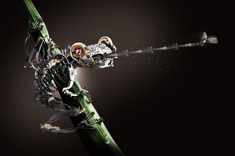Mechanical Frog on Plant