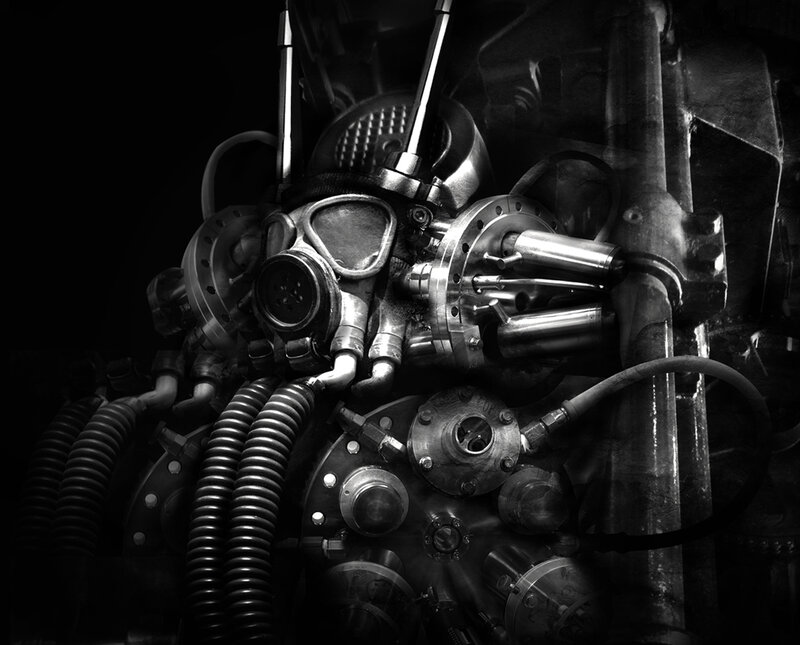mechanical gas mask assembly