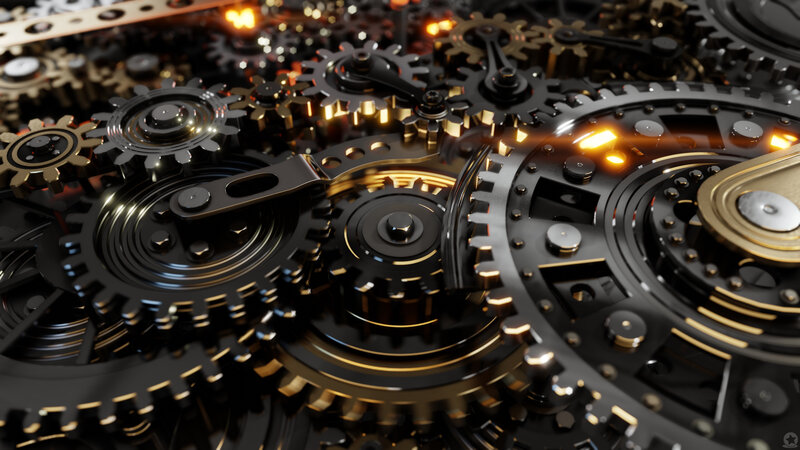 Mechanical Gears and Cogs — Black, Dramatic