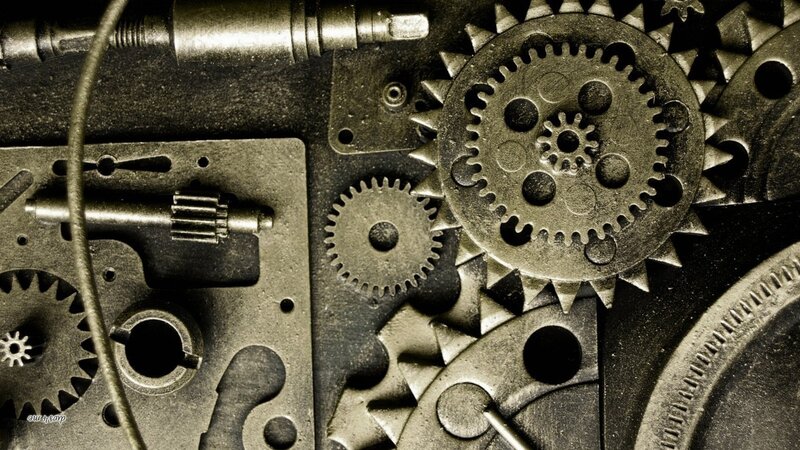 Mechanical Gears and Cogs — Black, Industrial
