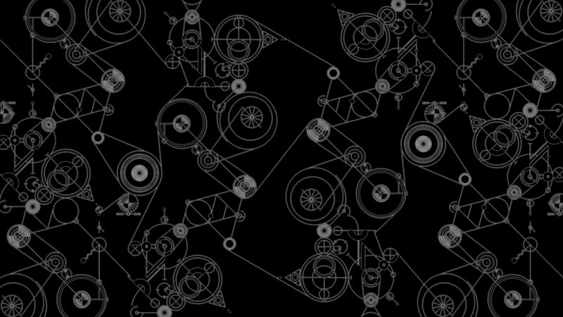 Mechanical Gears and Cogs — Black, Technical, Vector Art