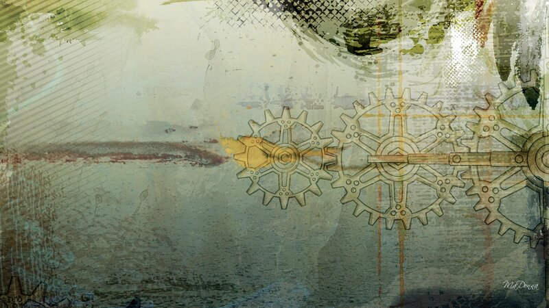 Mechanical Gears on Grunge Background