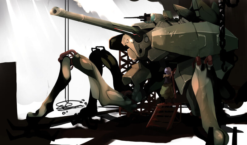 Mechanical giant in a workshop