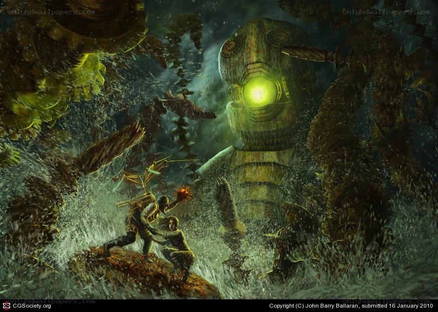Mechanical giant in storm