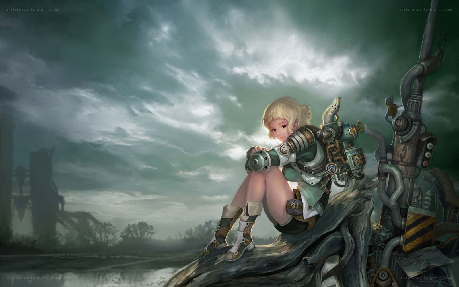 mechanical girl in storm