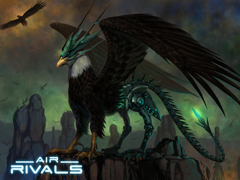 Mechanical griffin on a cliff