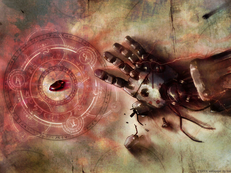mechanical hand and magic circle