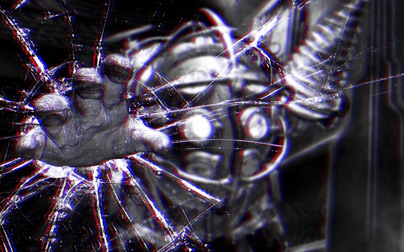 Mechanical Hand Breaking Glass — Black