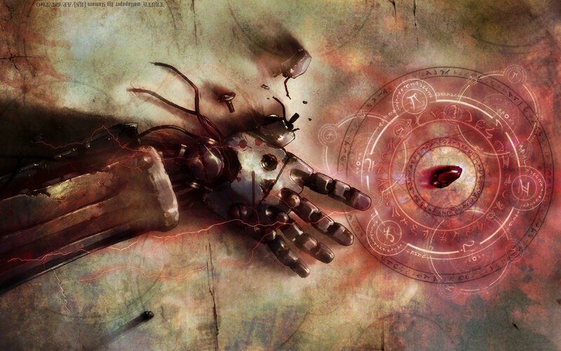 Mechanical Hand on Ground — Red, Dramatic, Grim