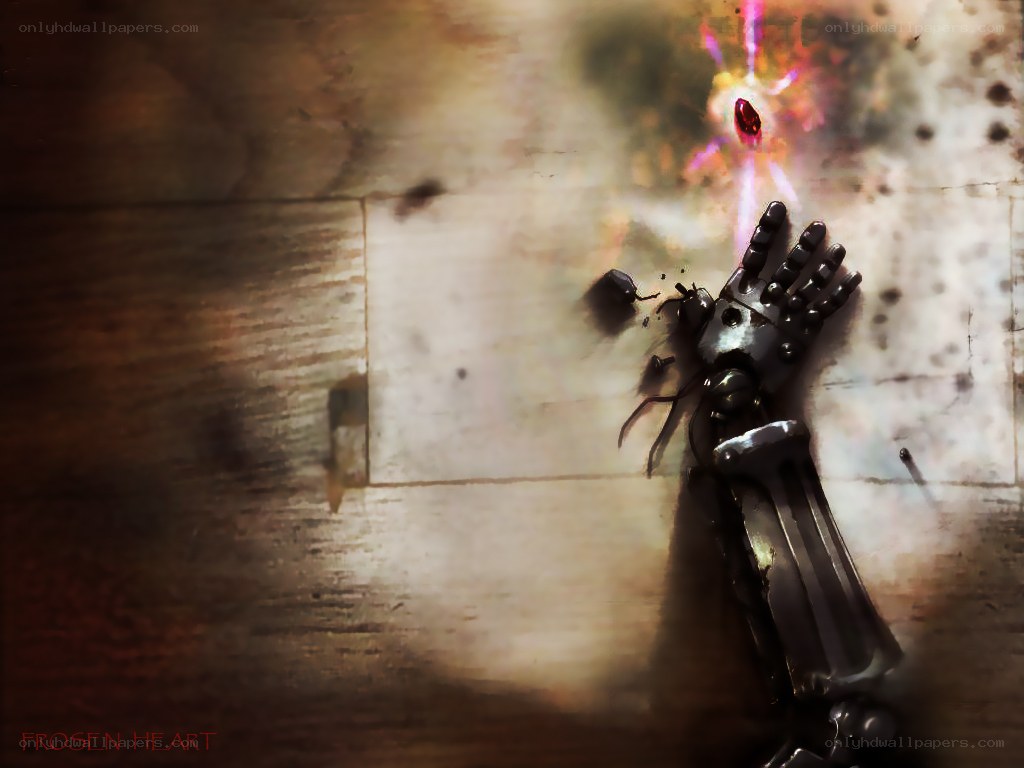 Mechanical hand with glowing core