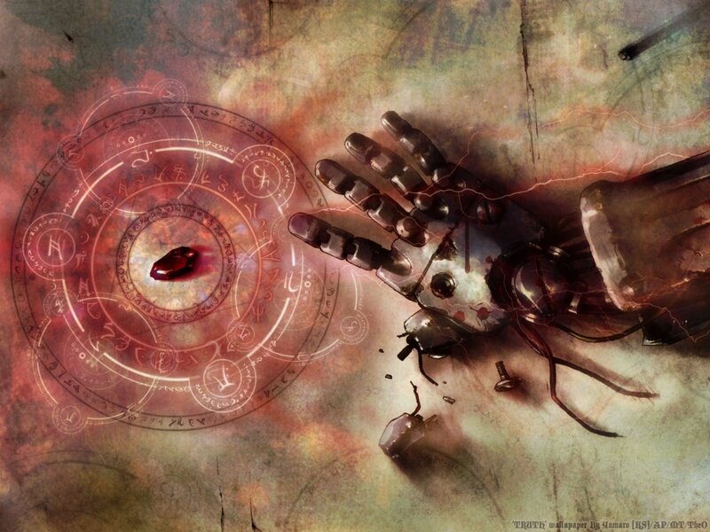 Mechanical hand with glowing gem