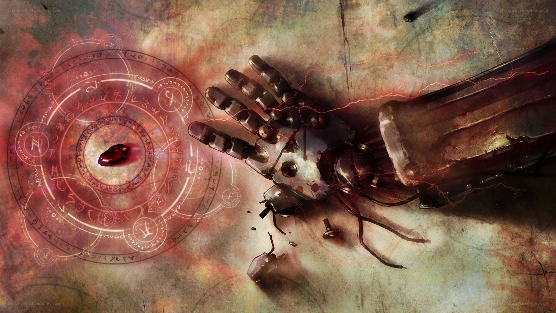 Mechanical hand with magical sigil