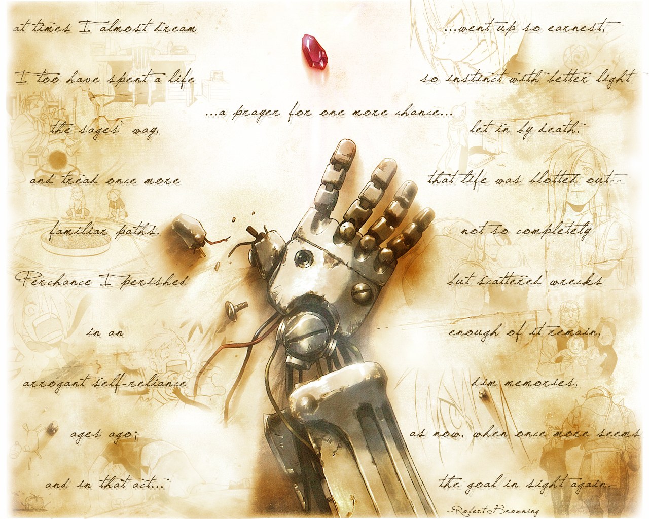 Mechanical hand with red gem