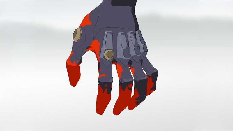 Mechanical Hand with Red Liquid