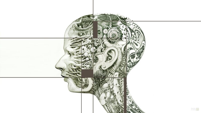 Mechanical Head Illustration — Black