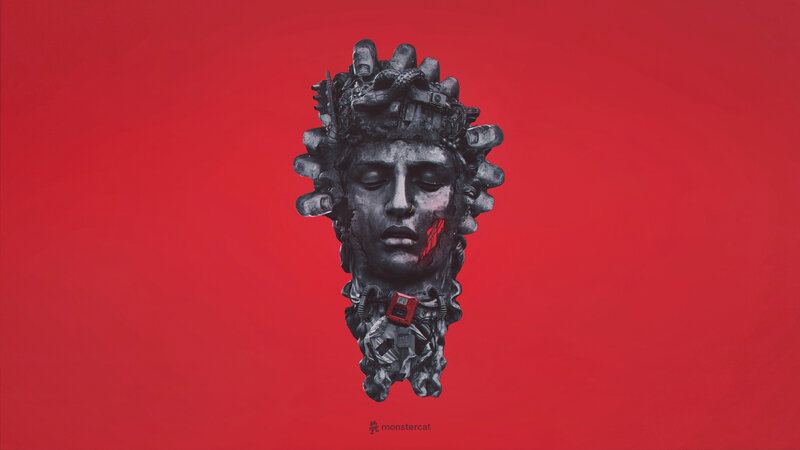 Mechanical Head Sculpture — Red
