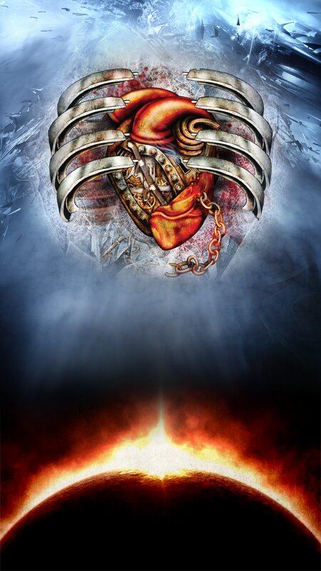 Mechanical Heart in Ribcage