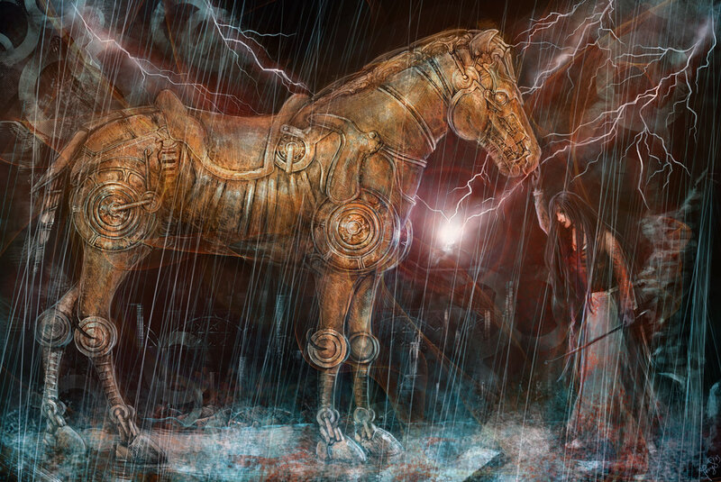 Mechanical Horse and Woman