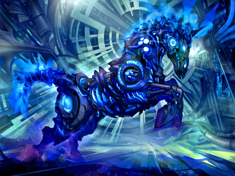 Mechanical Horse Creature — Blue