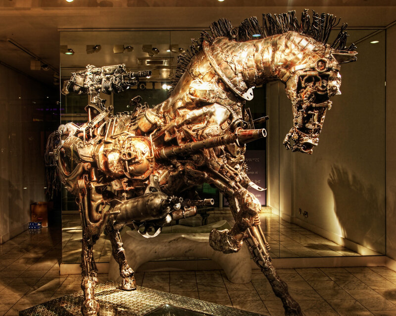 Mechanical Horse Sculpture — Gold