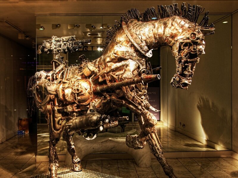 Mechanical horse sculpture