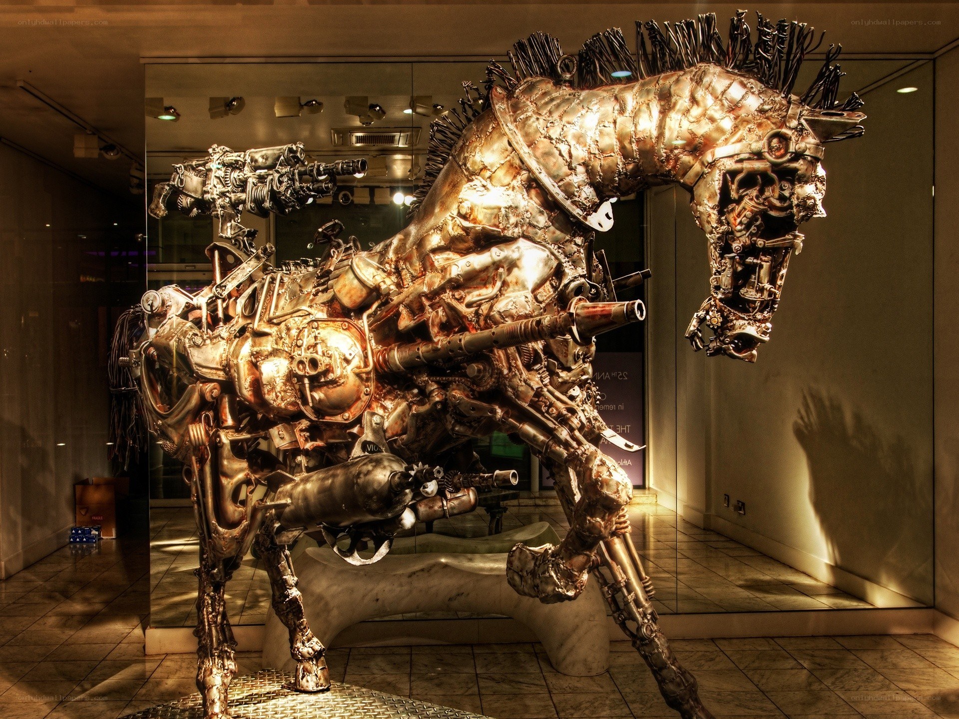 Mechanical horse sculpture