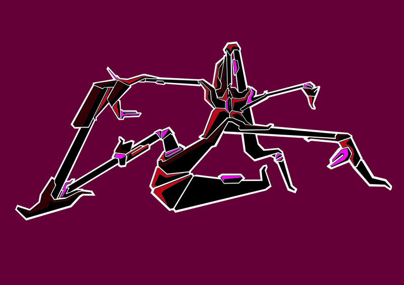 Mechanical Insect Creature — Black, Dramatic, Vector Art