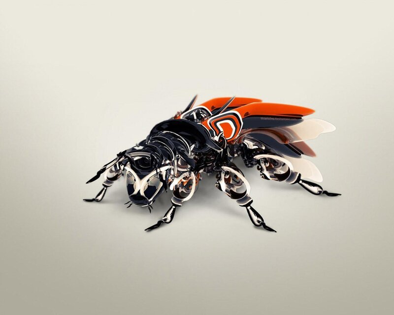 Mechanical Insect Creature — Black, Futuristic