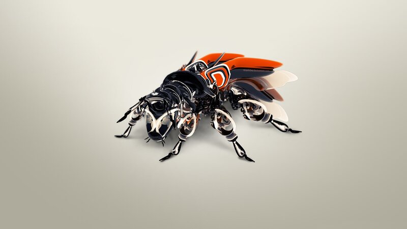 Mechanical Insect Creature — Black, Neutral, 3d Render
