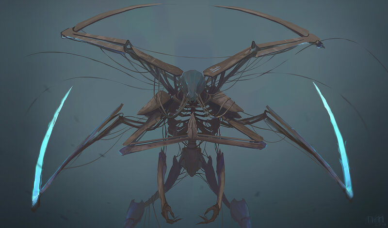 Mechanical Insect Creature — Blue, Dark