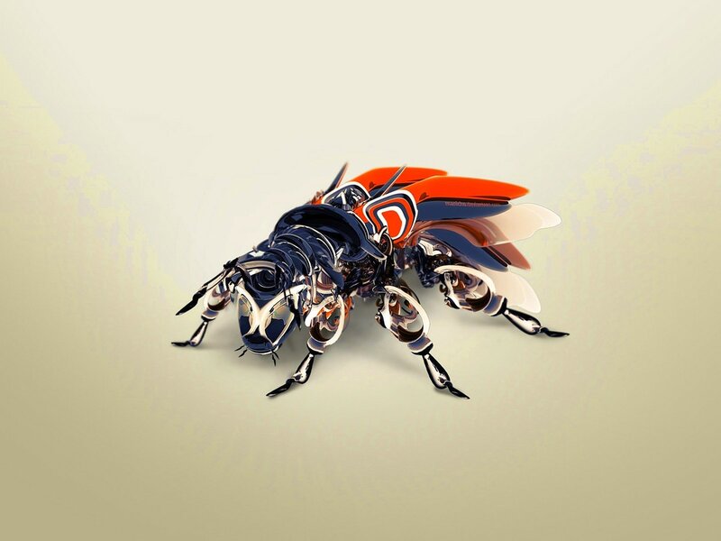 Mechanical Insect Creature — Blue