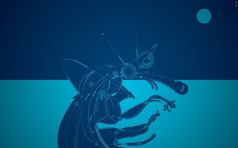 mechanical insect in blue