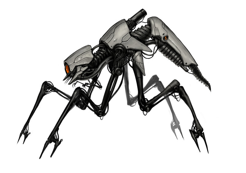 Mechanical Insect Robot — Gray, Dramatic