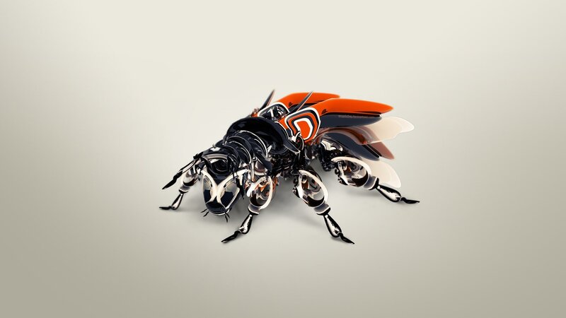 Mechanical Insect Sculpture — Black