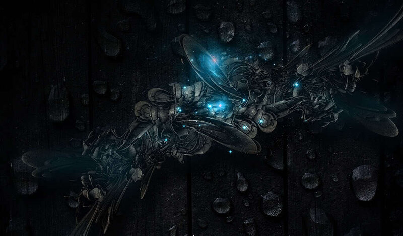 mechanical insect with glowing lights